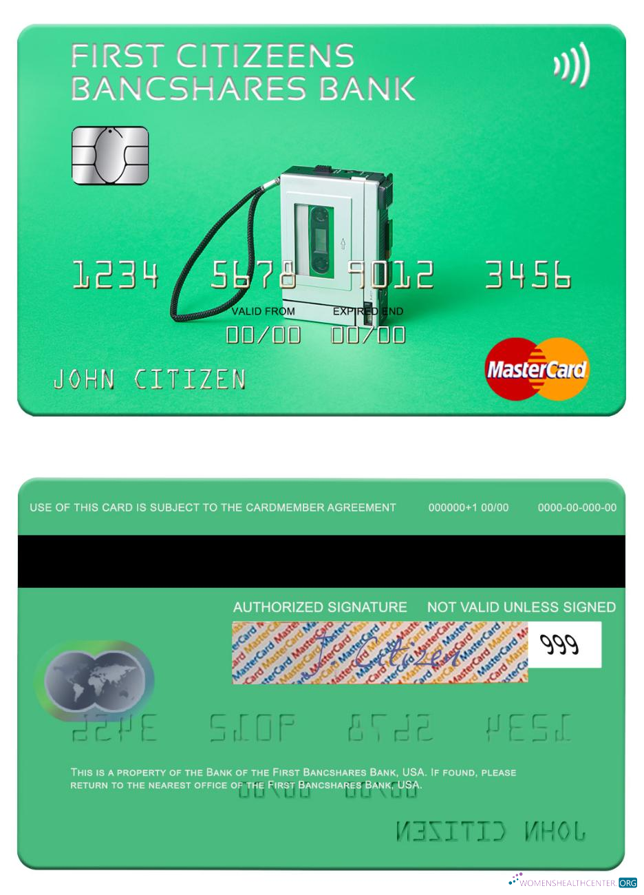 Download USA First Citizens BancShares Bank mastercard Photoshop template